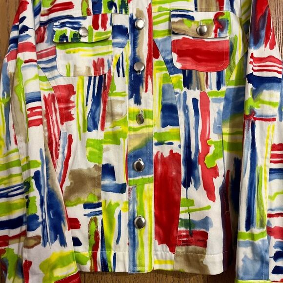 Draper’s & Damon’s Women’s Multi Colorful Abstract Print Shirt Jacket Sz-PL - Picture 3 of 7